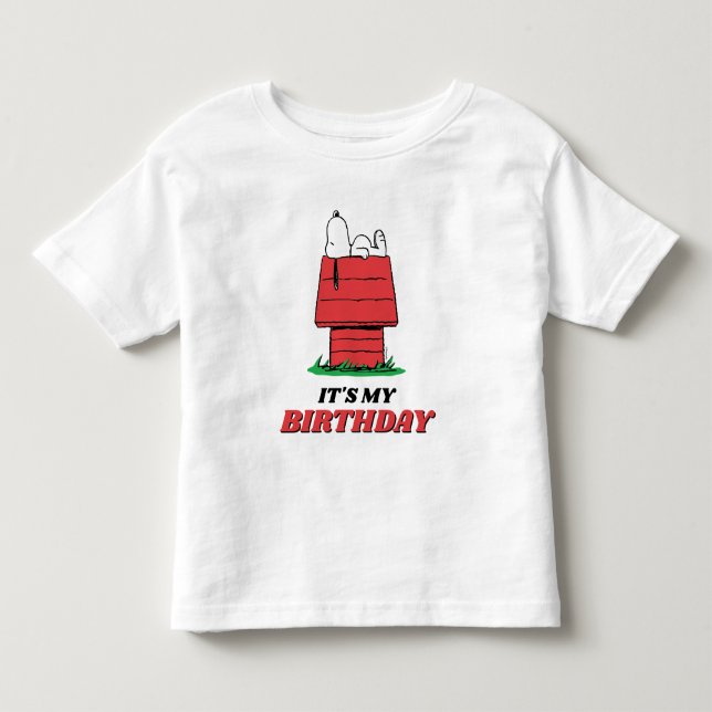 Peanuts Snoopy Hundhus Födelsedags T-shirt för Små (Framsida)