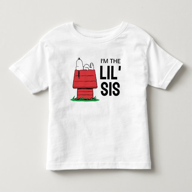 Peanuts Snoopy Hundstuga | Jag är lillasyster T Shirt (Framsida)