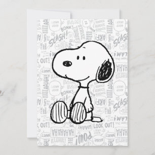 PEANUTS Snoopy i Svart Vita Serier Kort