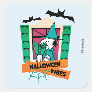 Peanuts Snoopy Magiska Drycker Halloween Fyrkantigt Klistermärke