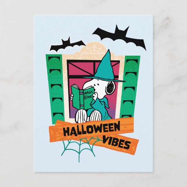 Peanuts Snoopy Magiska Drycker Halloween Vykort (Framsida)