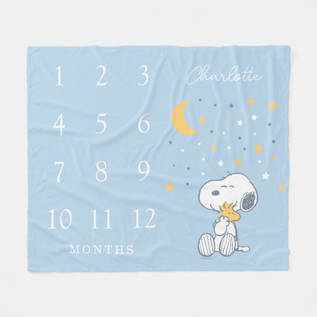 Peanuts Snoopy | Månatlig milstolpe Baby Fleecefilt (Framsidan (Horisontell))
