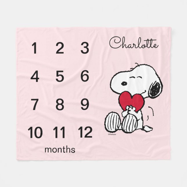 Peanuts Snoopy | Månatlig milstolpe Babyfleecefilt Fleecefilt (Framsidan (Horisontell))