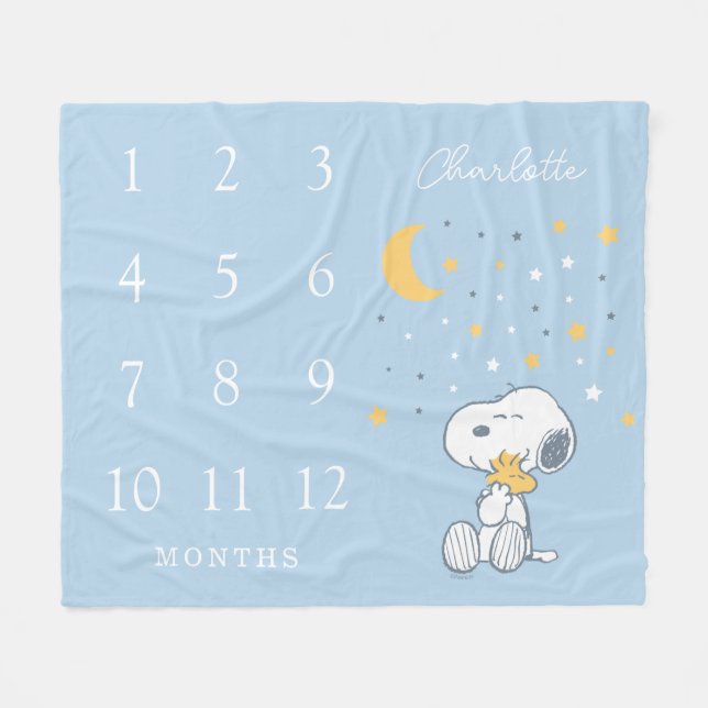 Peanuts Snoopy | Monthly Milestone Baby Fleecefilt (Framsidan (Horisontell))