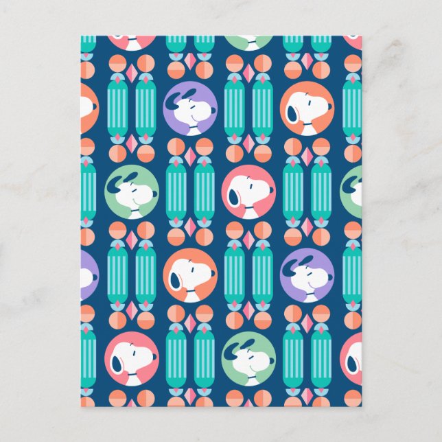 Peanuts | Snoopy Mörkblå Deco Dreams Mönster Vykort (Framsida)