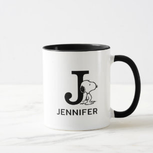 Peanuts Snoopy Namn & Monogram J Mugg