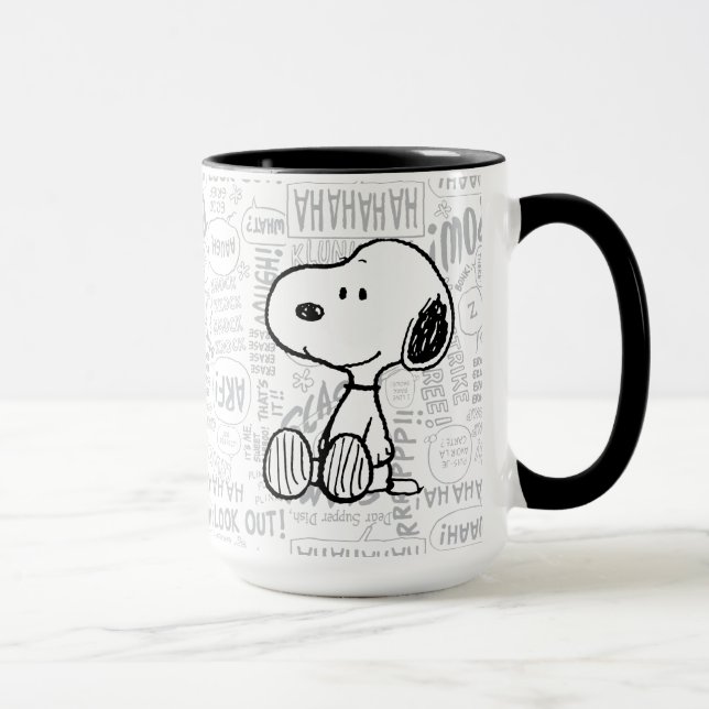 PEANUTS | Snoopy on Black White Comics Mugg (Höger)