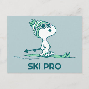 Peanuts   Snoopy på skidor Vykort