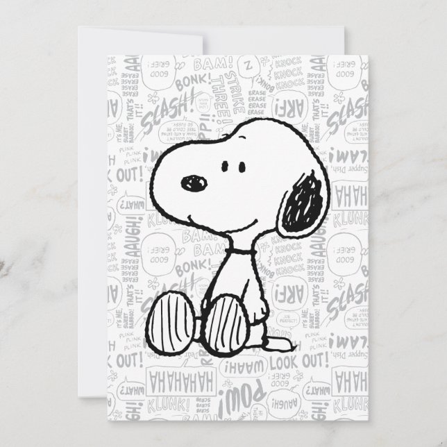 PEANUTS | Snoopy på Svart Vita Serier Kort (Framsida)