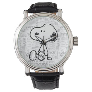 PEANUTS   Snoopy på svartvita Tecknader Armbandsur
