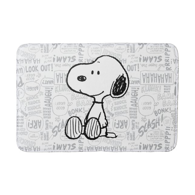 PEANUTS | Snoopy på svartvita Tecknader Badrumsmatta (Framsidan)