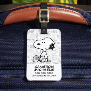 PEANUTS   Snoopy på svartvita Tecknader Bagagebricka