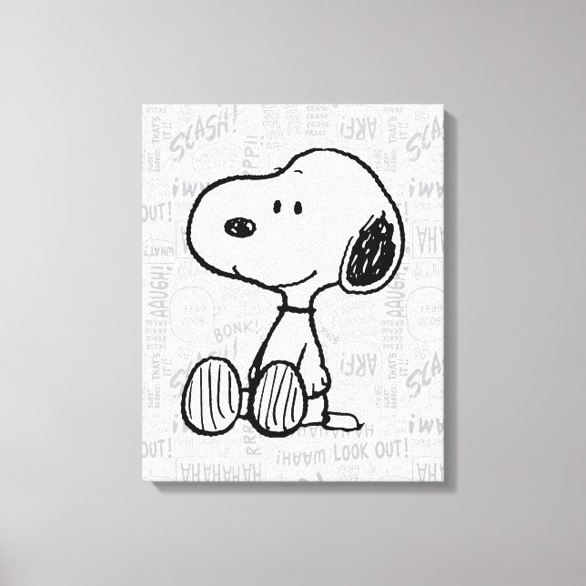 PEANUTS | Snoopy på svartvita Tecknader Canvastryck (Framsida)
