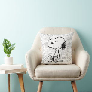 PEANUTS   Snoopy på svartvita Tecknader Kudde