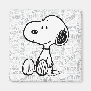 PEANUTS   Snoopy på svartvita Tecknader Magnet