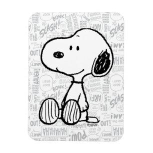 PEANUTS   Snoopy på svartvita Tecknader Magnet
