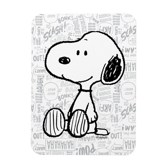 PEANUTS | Snoopy på svartvita Tecknader Magnet (Vertikal)