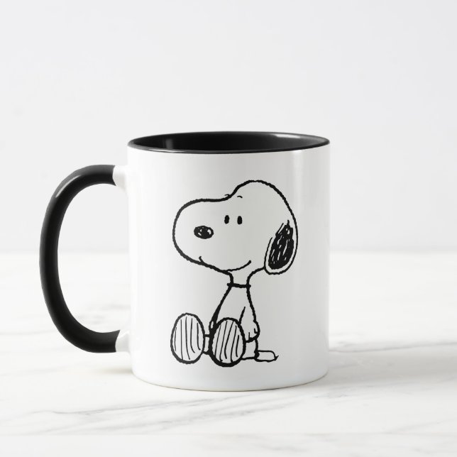 PEANUTS | Snoopy på svartvita Tecknader Mugg (Vänster)