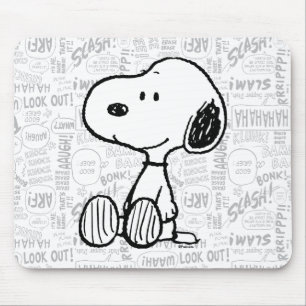PEANUTS   Snoopy på svartvita Tecknader Musmatta