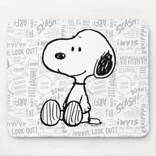 PEANUTS | Snoopy på svartvita Tecknader Musmatta (Framsidan)