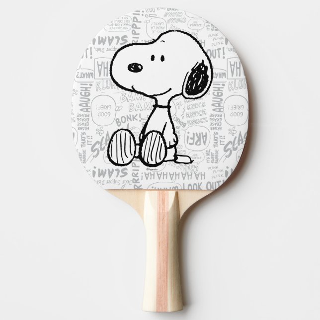 PEANUTS | Snoopy på svartvita Tecknader Pingisracket (Framsidan)