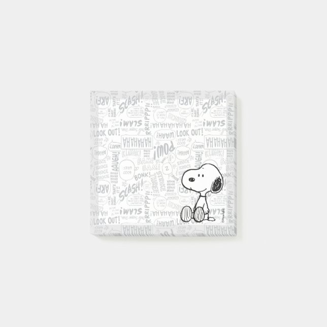 PEANUTS | Snoopy på svartvita Tecknader Post-it Block (Framsida)