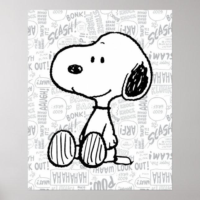 PEANUTS | Snoopy på svartvita Tecknader Poster (Framsidan)