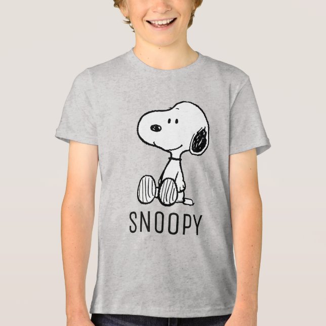 PEANUTS | Snoopy på svartvita Tecknader T Shirt (Framsida)