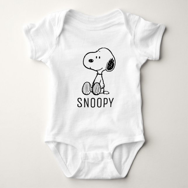 PEANUTS | Snoopy på svartvita Tecknader T Shirt (Framsida)