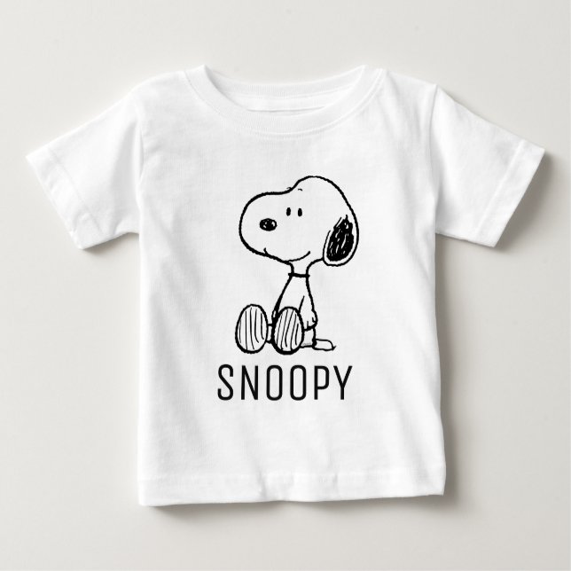 PEANUTS | Snoopy på svartvita Tecknader T Shirt (Framsida)