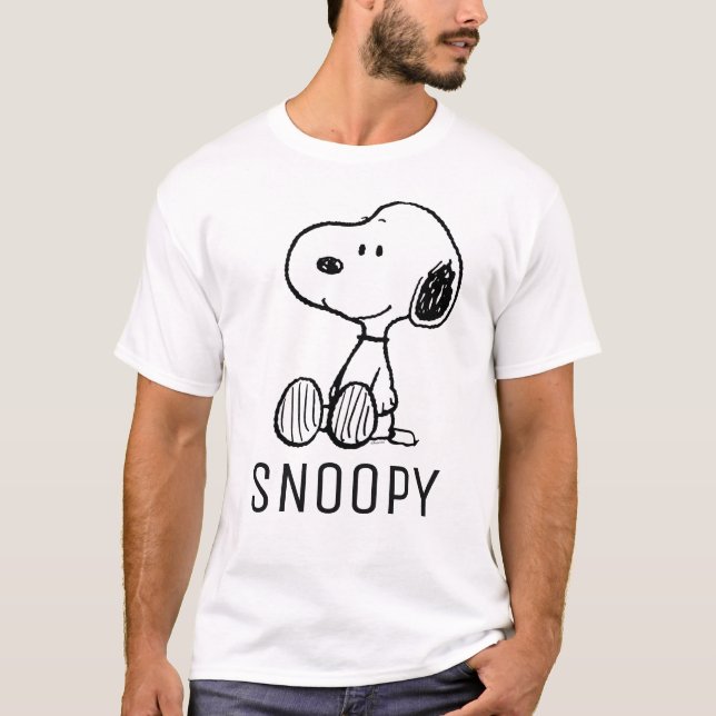 PEANUTS | Snoopy på svartvita Tecknader T Shirt (Framsida)