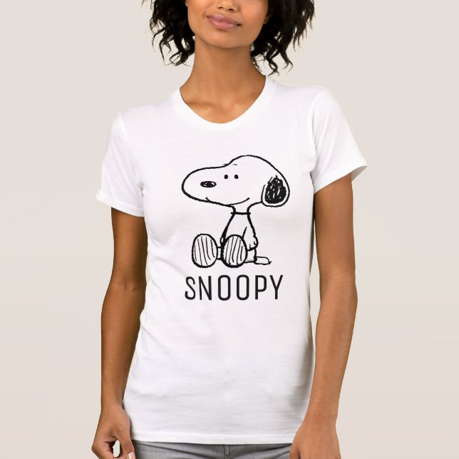 PEANUTS | Snoopy på svartvita Tecknader T Shirt (Framsida)