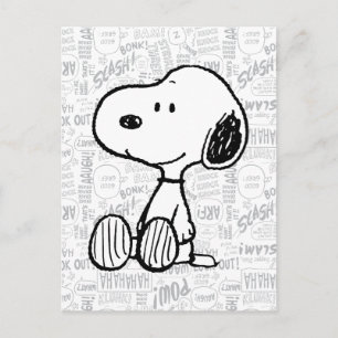 PEANUTS   Snoopy på svartvita Tecknader Vykort