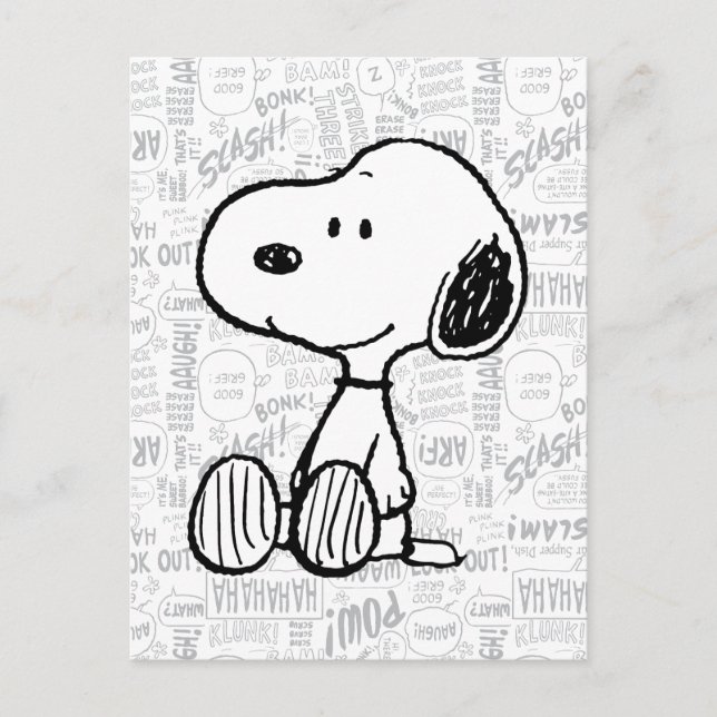 PEANUTS | Snoopy på svartvita Tecknader Vykort (Framsida)