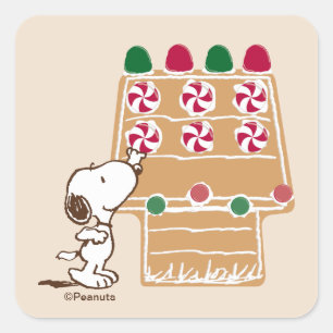 Peanuts Snoopy Pepparkakshus Fyrkantigt Klistermärke