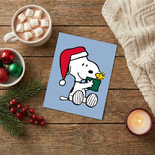 Peanuts Snoopy Santa & Woodstock Present Vykort