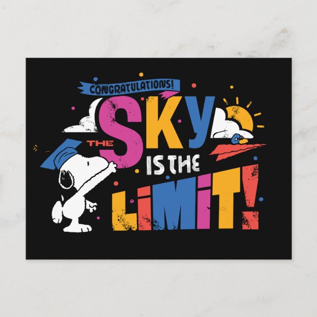 Peanuts Snoopy Sky Is The Limit Graduation Vykort (Framsida)