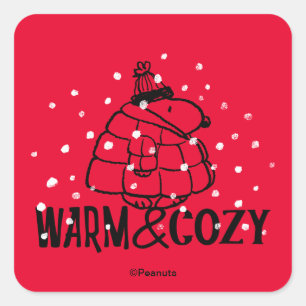 Peanuts Snoopy Warm & Cozy Fyrkantigt Klistermärke