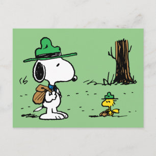 Peanuts Snoopy & Woodstock Camping Vykort