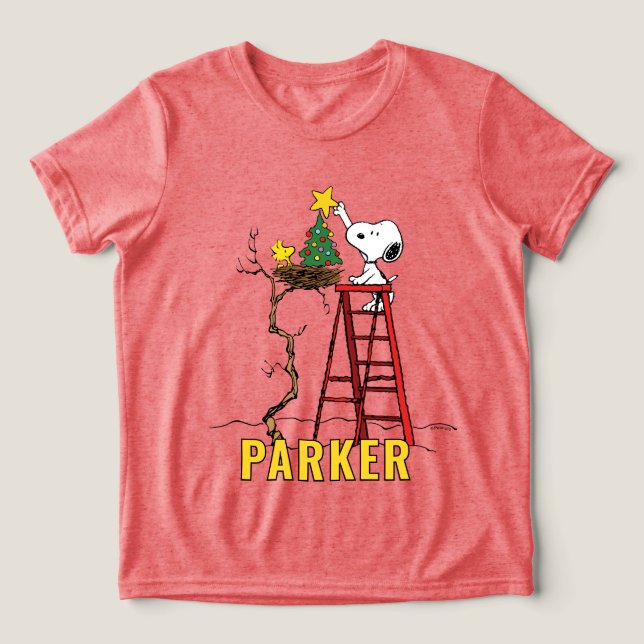 Peanuts | Snoopy & Woodstock Christmas Tree T Shirt (Design Framsida)