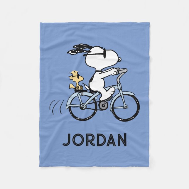 Peanuts | Snoopy & Woodstock Cykel Fleecefilt (Framsidan)