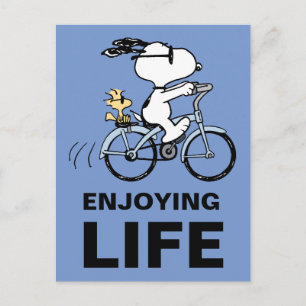 Peanuts   Snoopy & Woodstock Cykel Vykort