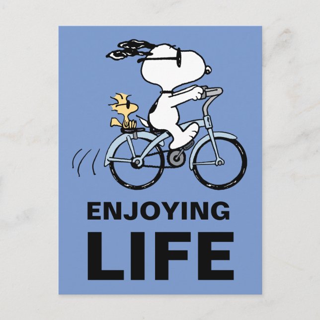 Peanuts | Snoopy & Woodstock Cykel Vykort (Framsida)
