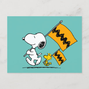 Peanuts   Snoopy & Woodstock flaggor Vykort