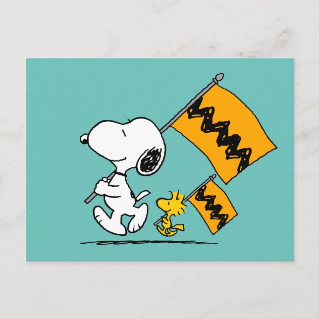 Peanuts | Snoopy & Woodstock flaggor Vykort (Framsida)