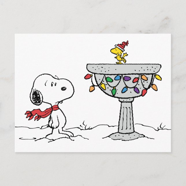 Peanuts | Snoopy & Woodstock Fryst fågelbadkar Helg Vykort (Framsida)