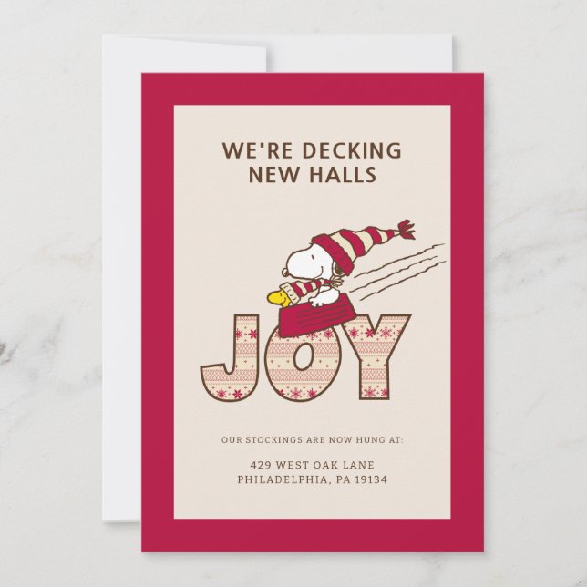 Peanuts | Snoopy & Woodstock Glädjerulle Julkort (Framsida)