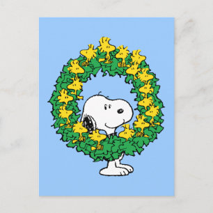 Peanuts Snoopy & Woodstock Julkrans Vykort