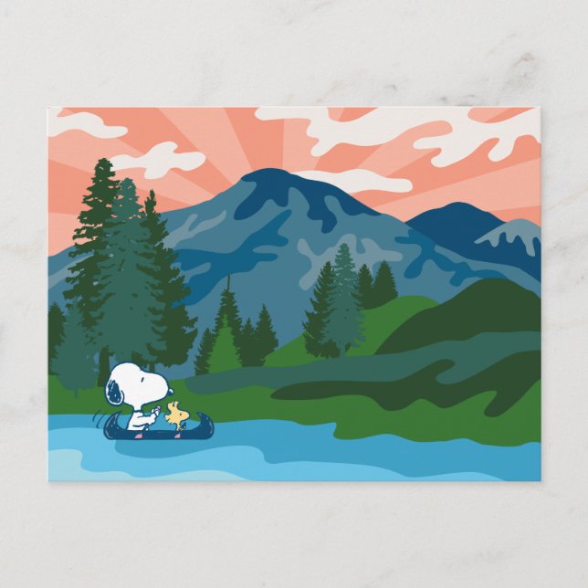 Peanuts | Snoopy & Woodstock kanot Vykort (Framsida)