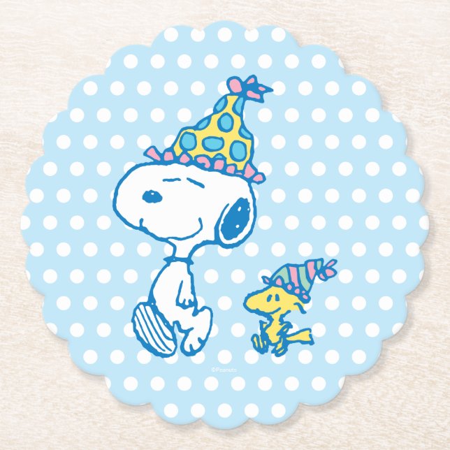 PEANUTS | Snoopy & Woodstock Party Polka dots Underlägg Papper (Framsida)